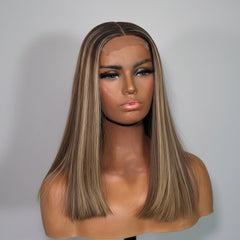 4x4 Glueless Ash Blonde wig with Highlights