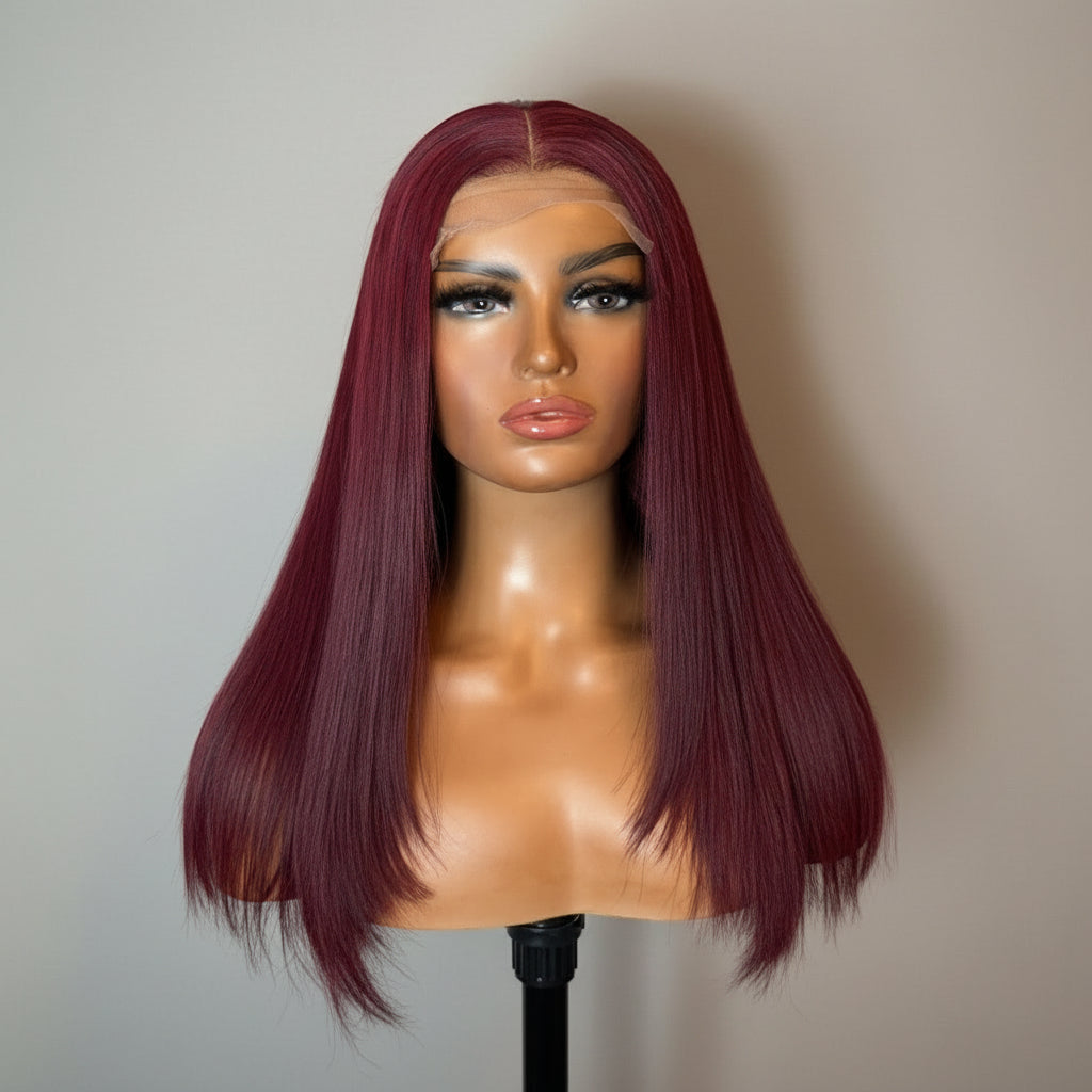4x4 Glueless Burgundy Red Wig